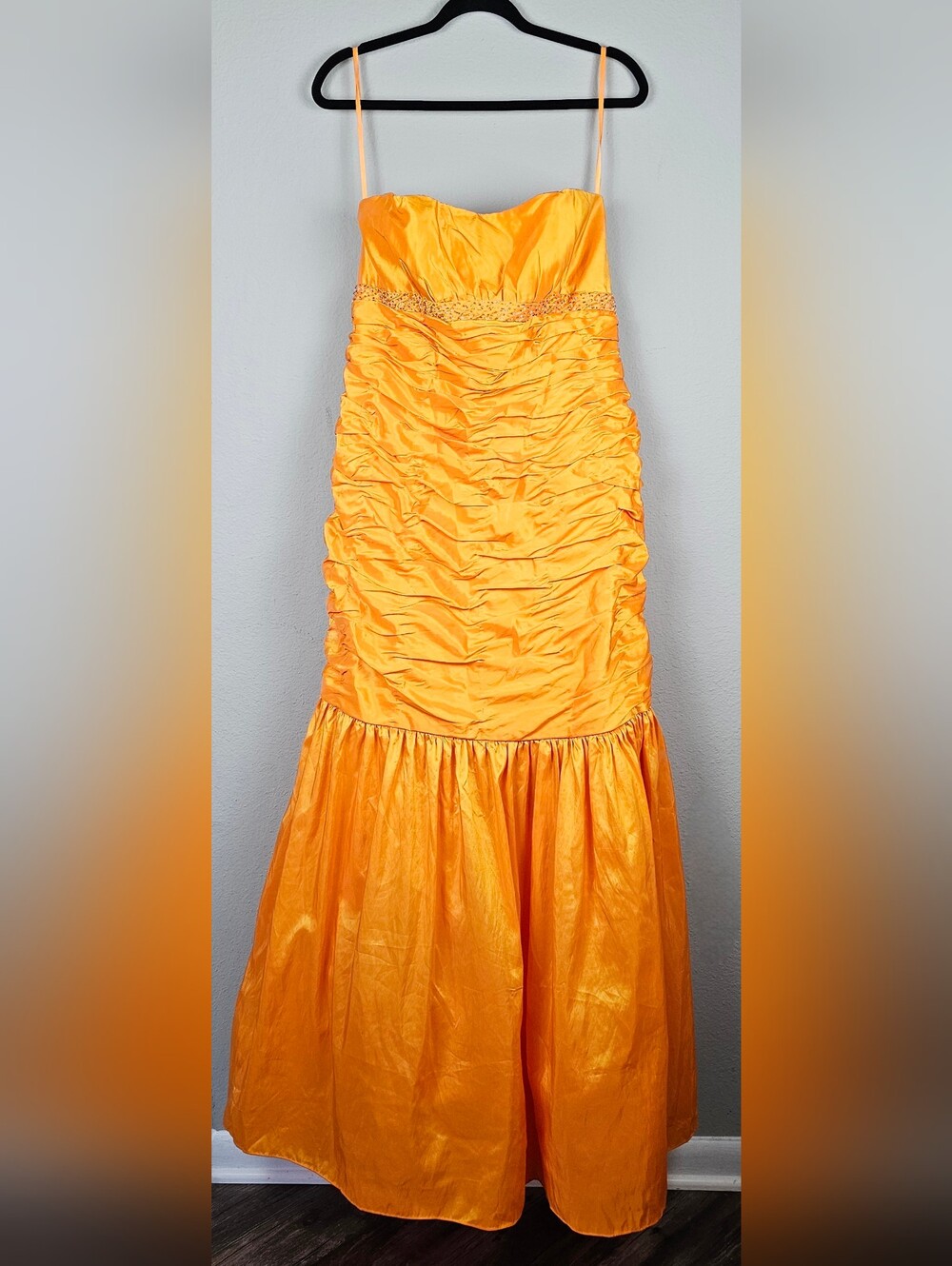 Vintage Gold Marigold Ruched Mermaid Prom Formal Dress Lace-Up Corset Custom